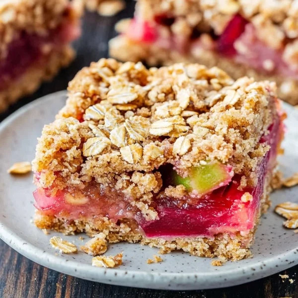 Amish Oatmeal Rhubarb Bars (with crumb topping)