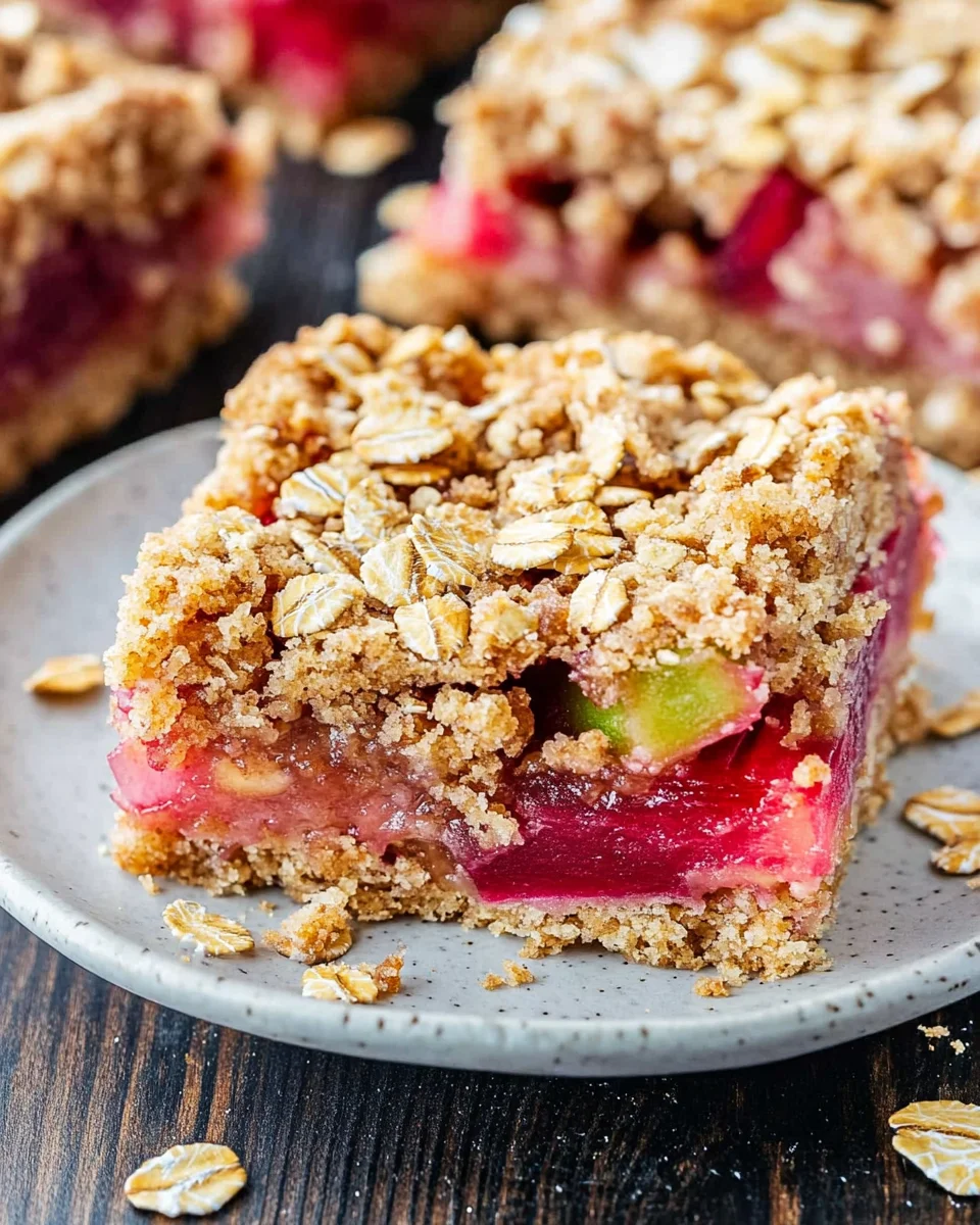 Amish Oatmeal Rhubarb Bars (with crumb topping)