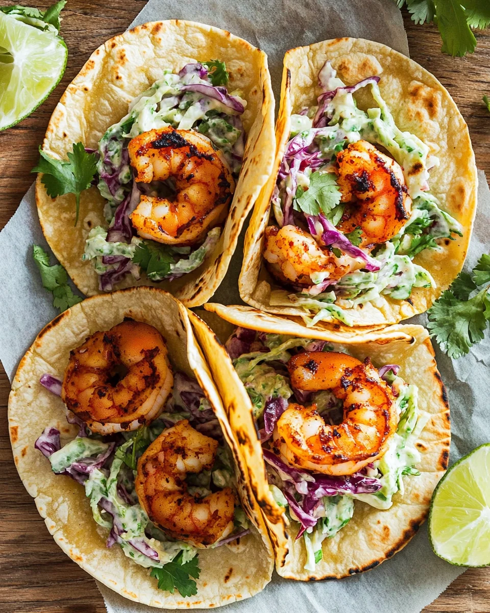 Blackened Shrimp Tacos with Slaw