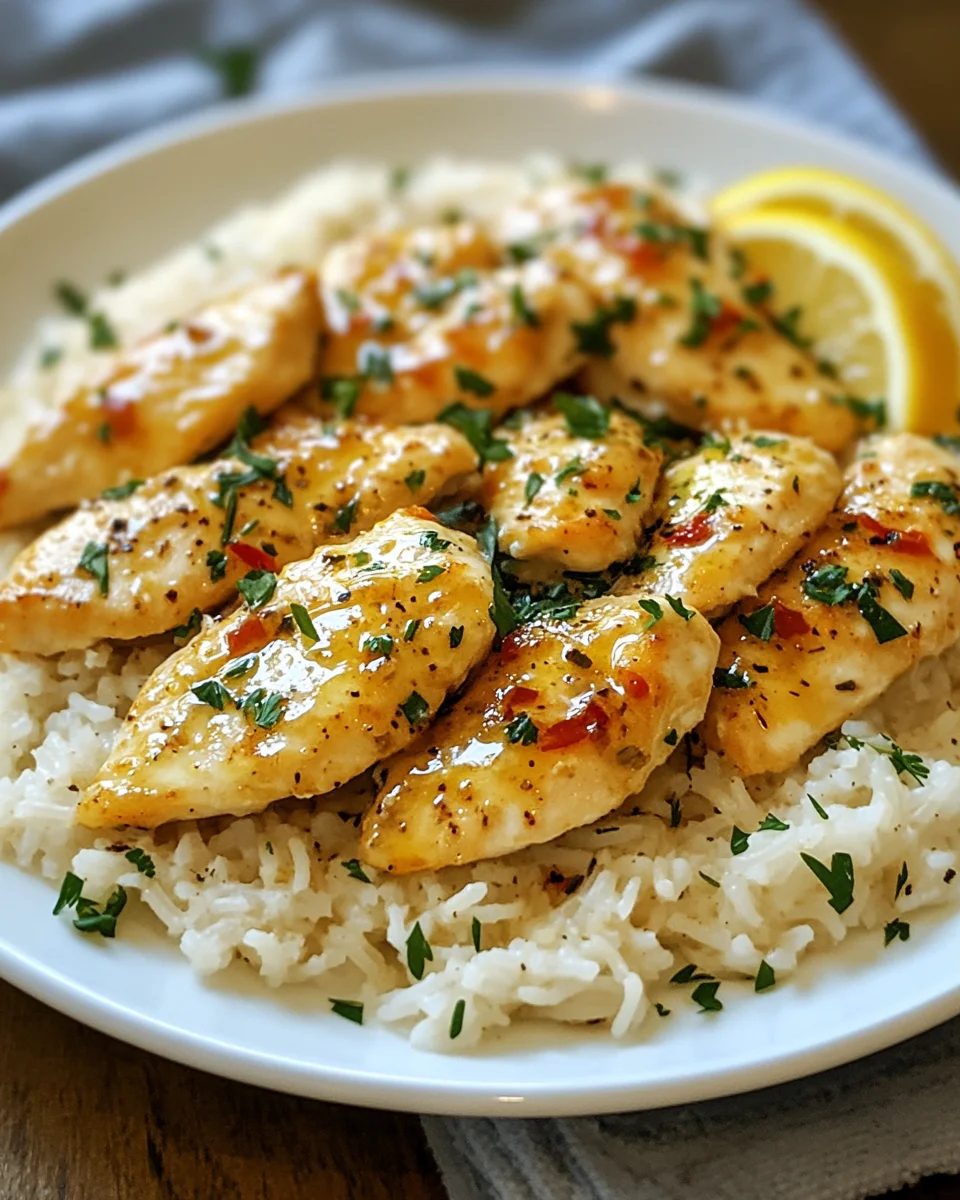 Chicken Scampi with Garlic Parmesan Rice