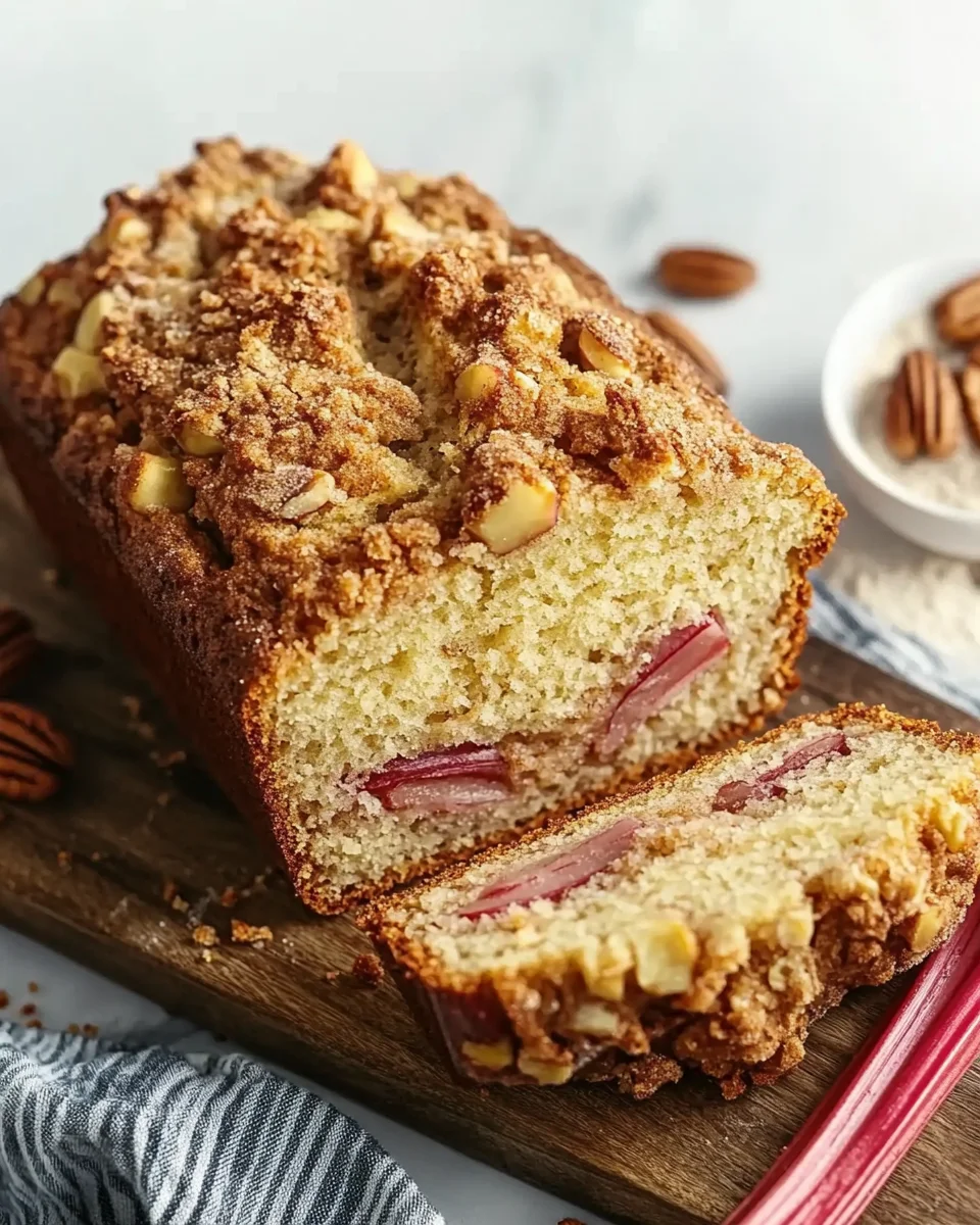 Cinnamon Streusel Rhubarb Bread