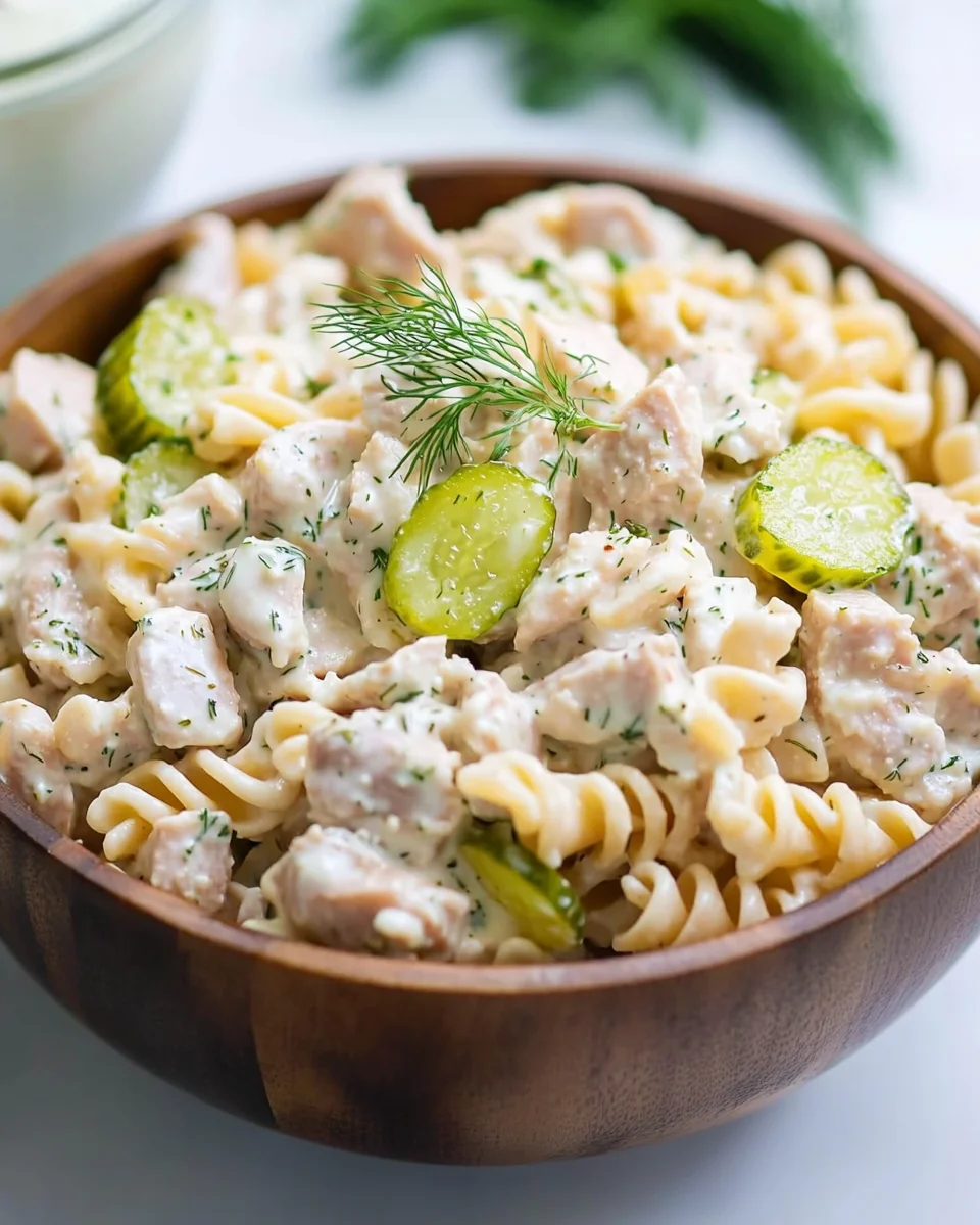 Dill Pickle Tuna Pasta Salad