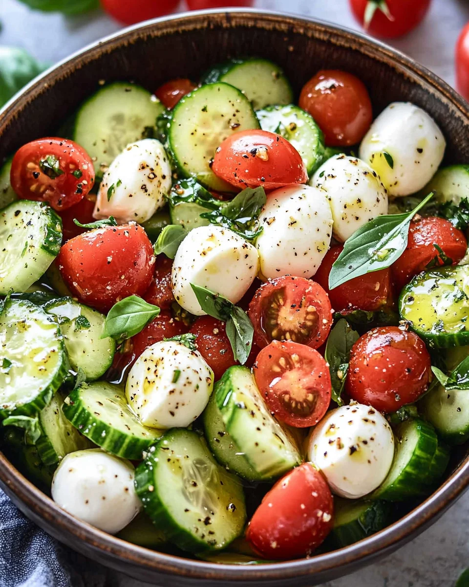Fresh Cucumber Caprese Salad