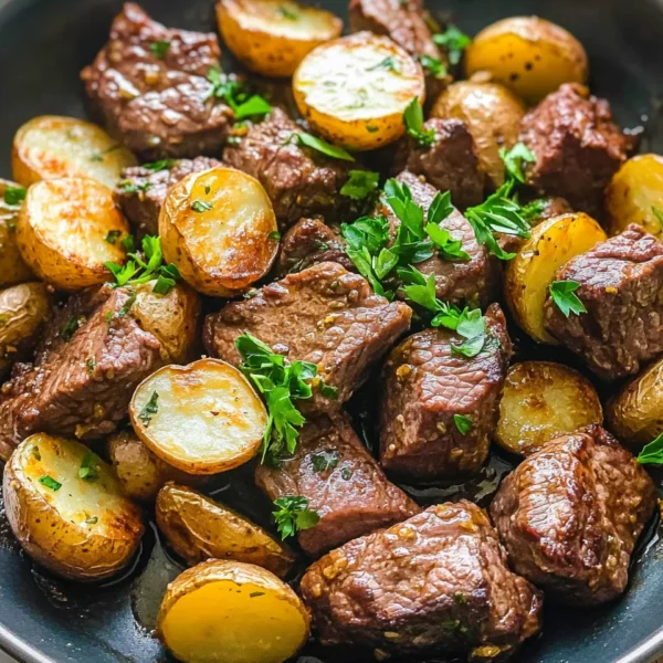 Garlic Butter Beef Bites with Potatoes