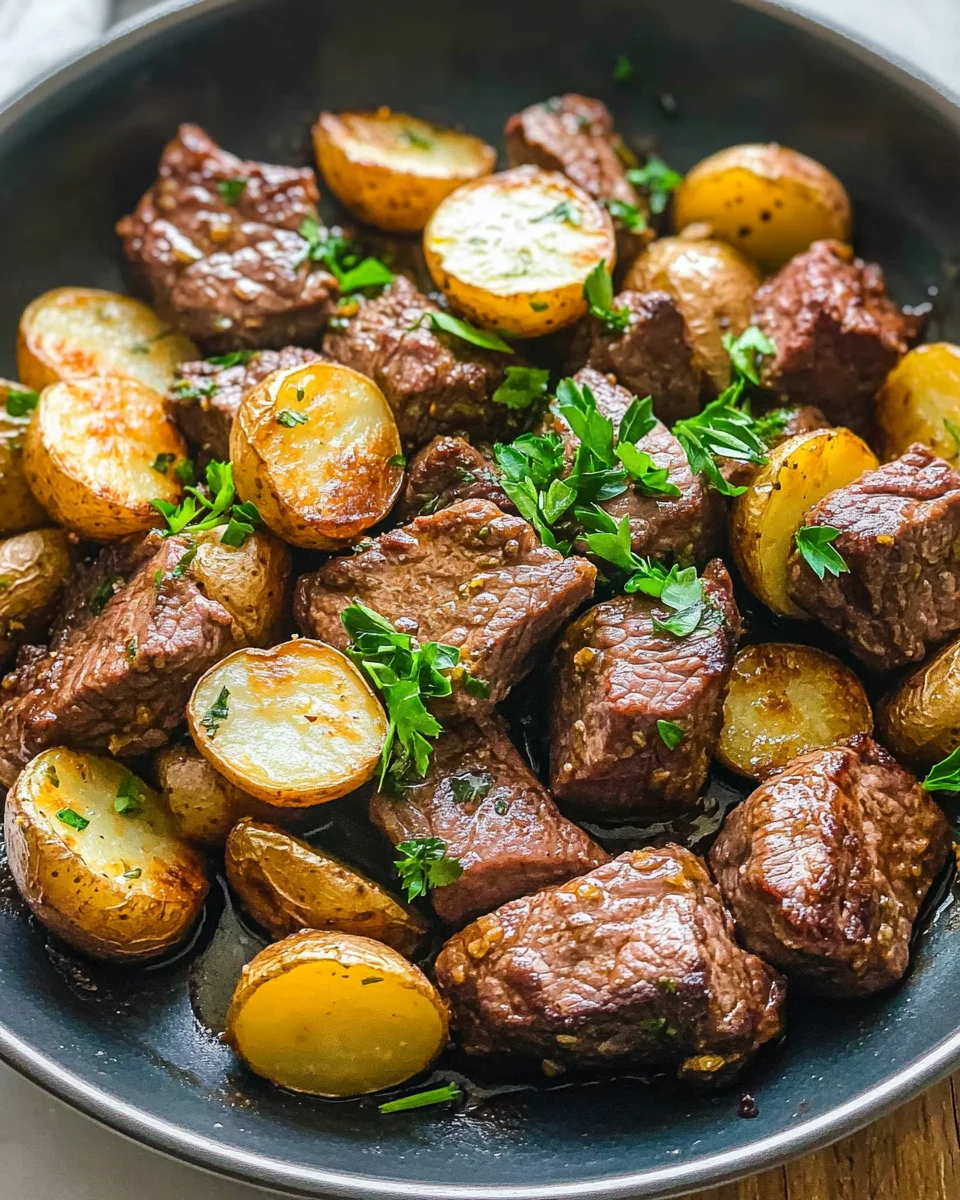 Garlic Butter Beef Bites with Potatoes