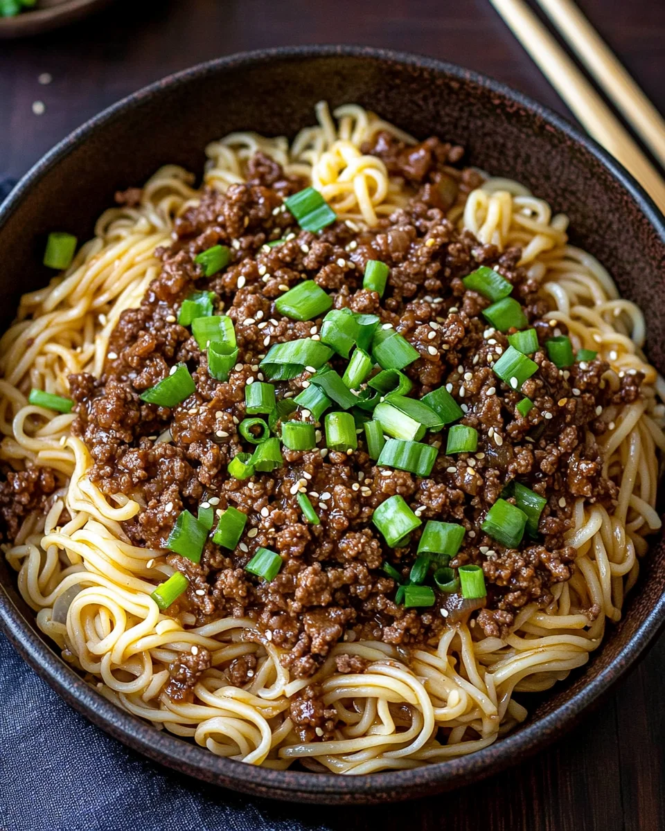 Mongolian Ground Beef Noodles
