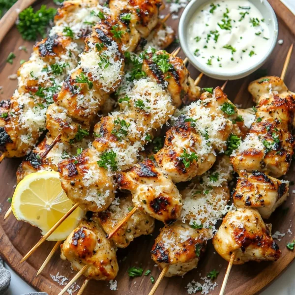 Ranch Garlic Parmesan Chicken Skewers