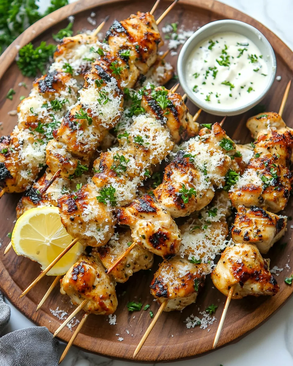 Ranch Garlic Parmesan Chicken Skewers