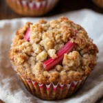 Rhubarb Oat Muffins with Cinnamon Butter Crumble