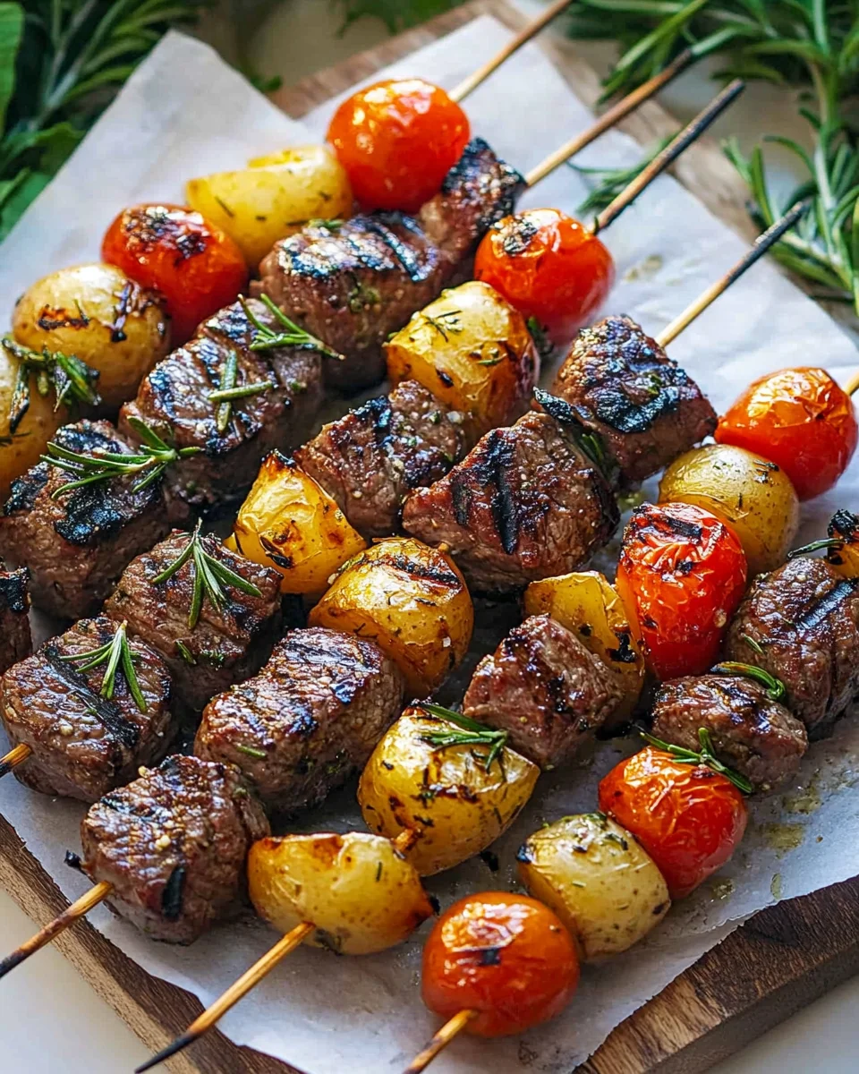 Rosemary Garlic Steak Kebabs