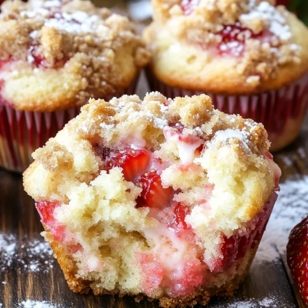 Strawberry Cream Cheese Muffins with Streusel Crumb Topping