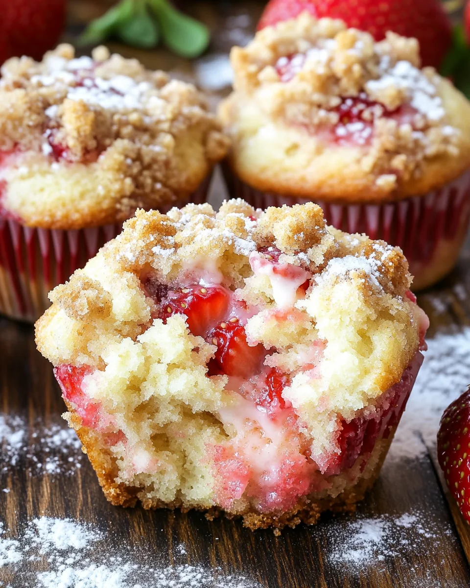 Strawberry Cream Cheese Muffins with Streusel Crumb Topping