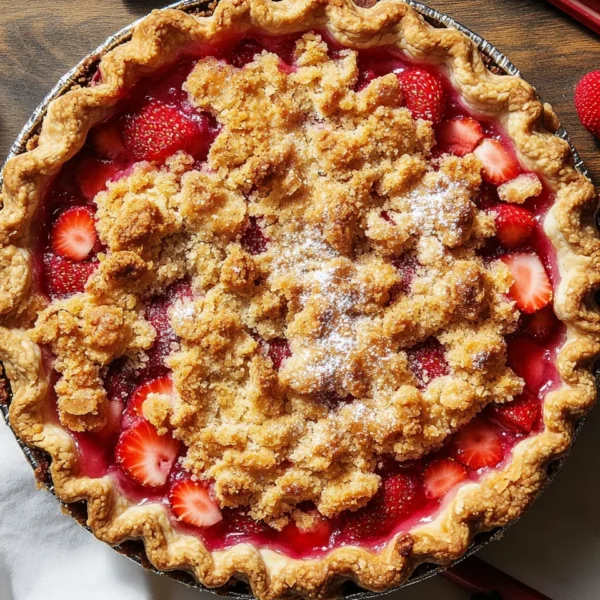 Strawberry Rhubarb Pie with Crumb Topping