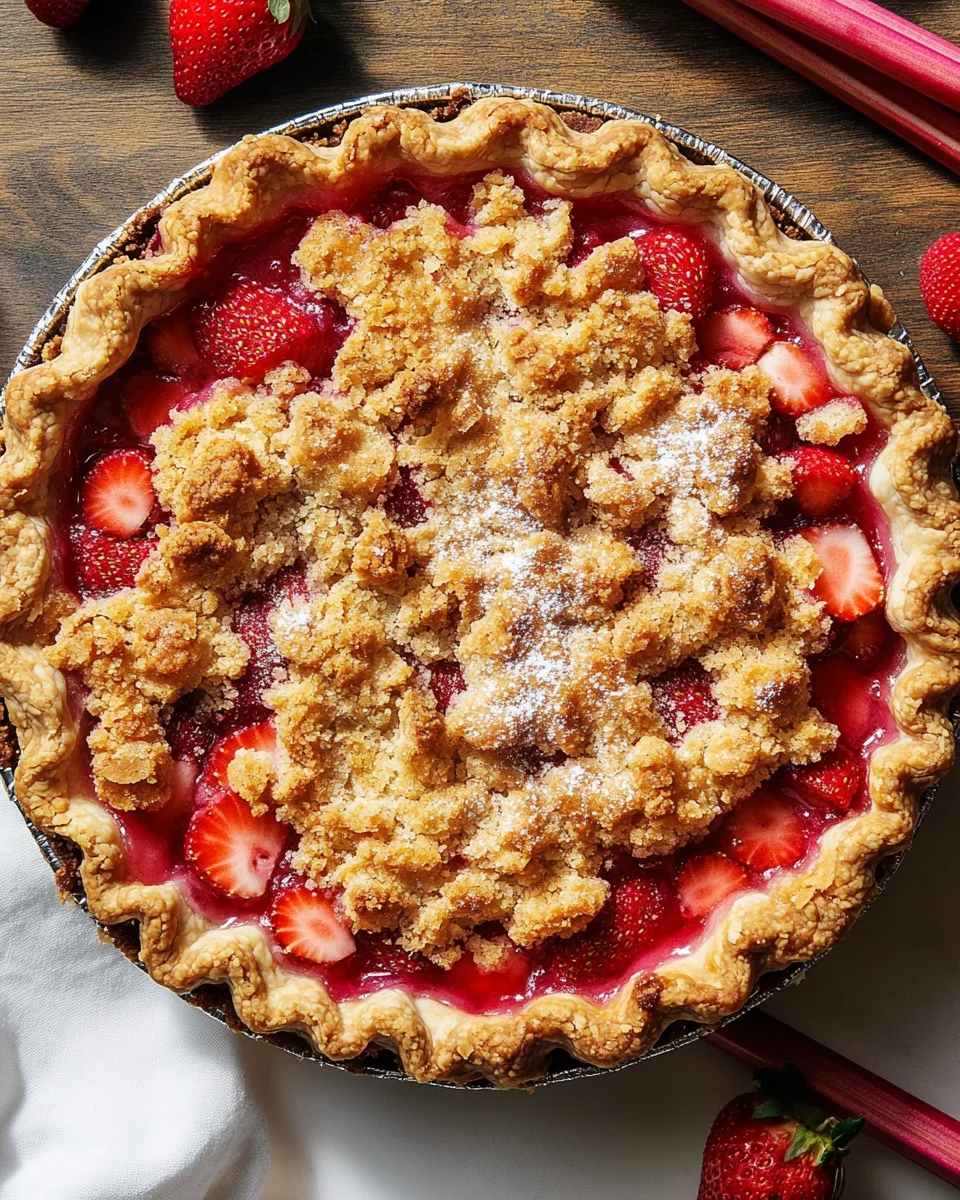 Strawberry Rhubarb Pie with Crumb Topping