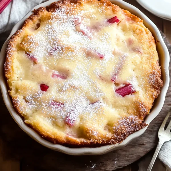 Warm Rhubarb Cake with Butter Sauce