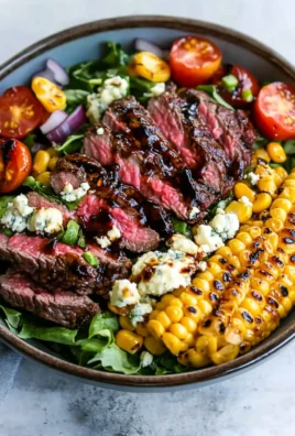 Balsamic Steak Gorgonzola Salad with Grilled Corn