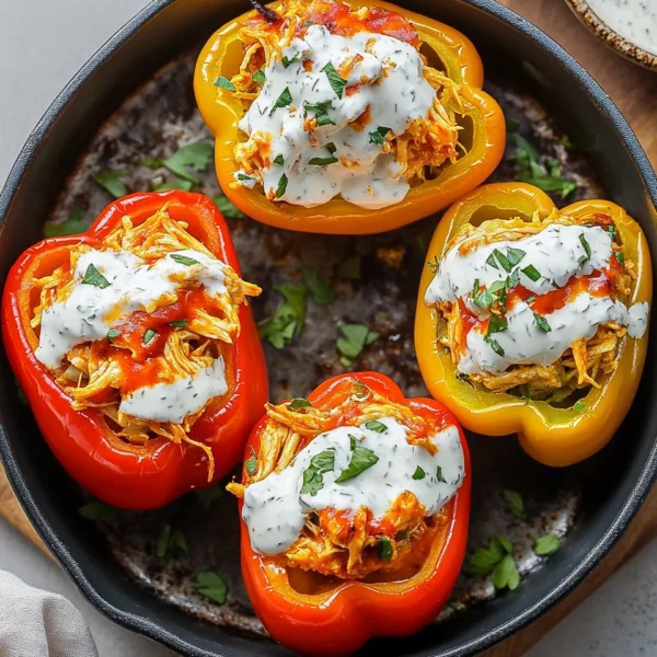 Buffalo Chicken Stuffed Peppers (Dairy-Free & Low Carb)