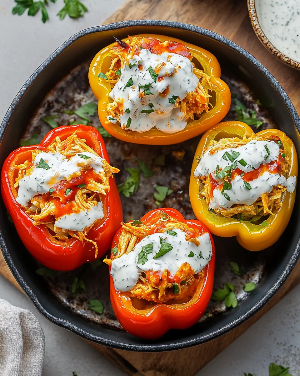 Buffalo Chicken Stuffed Peppers (Dairy-Free & Low Carb)
