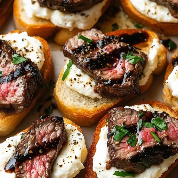 Burrata and Steak Crostini