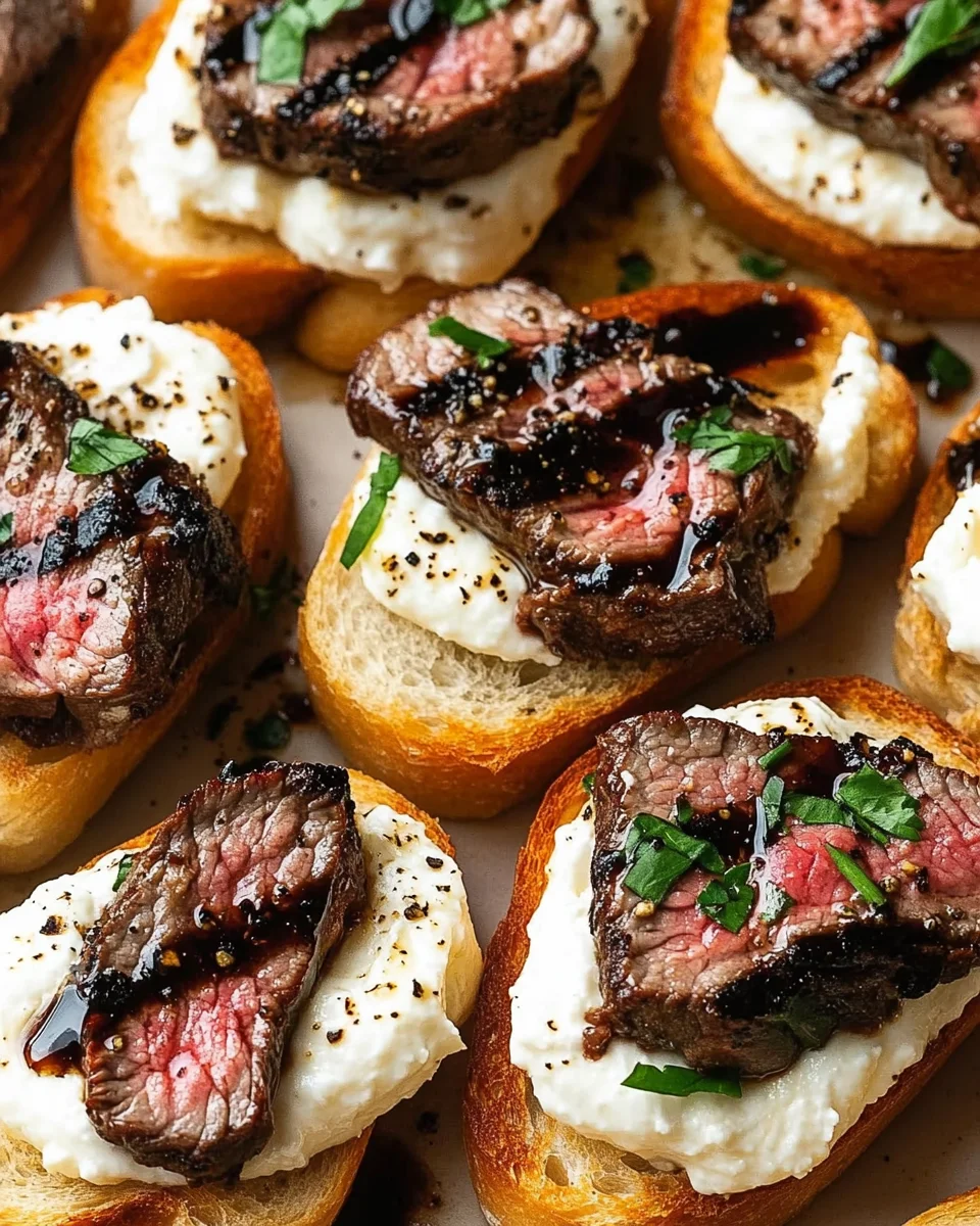 Burrata and Steak Crostini