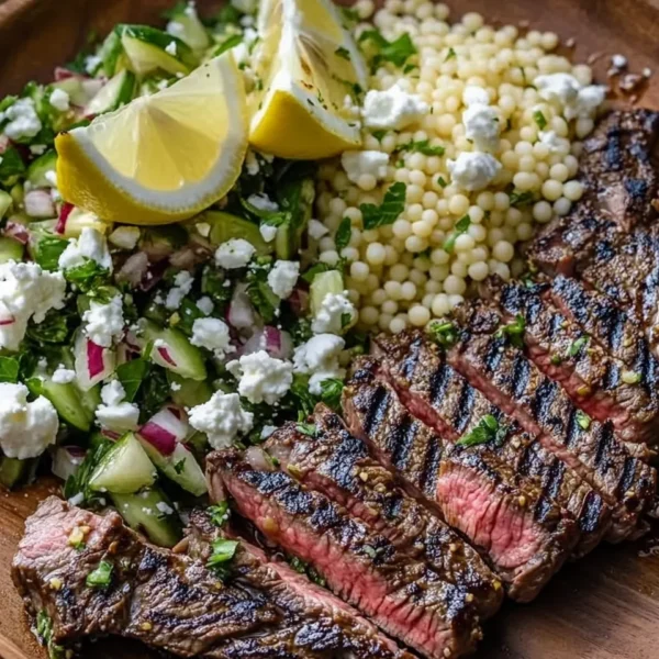 Grilled Skirt Steak with Lemon Herb Couscous Salad