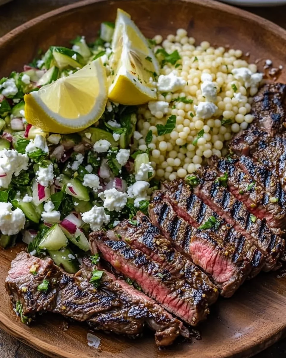 Grilled Skirt Steak with Lemon Herb Couscous Salad