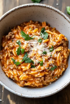 Ground Beef Orzo with Tomato Cream Sauce