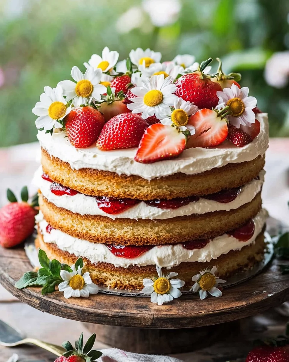 Strawberry Chamomile Naked Cake
