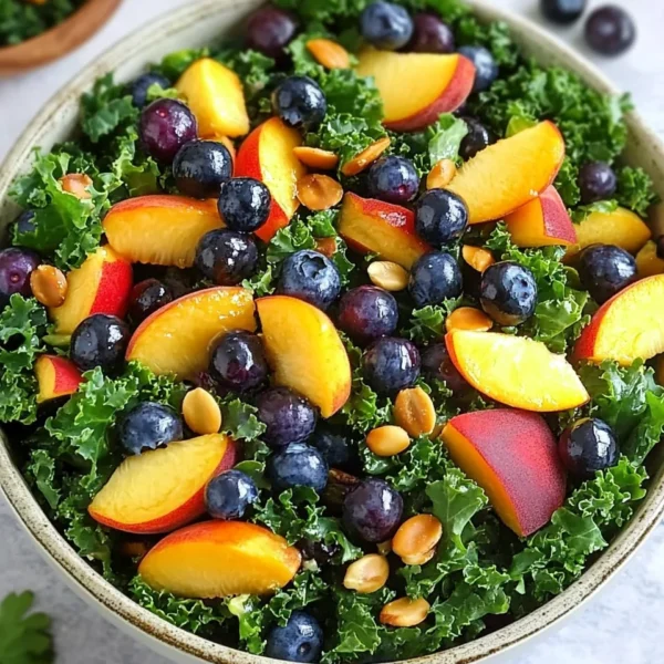 Summer Peach Blueberry Kale Salad