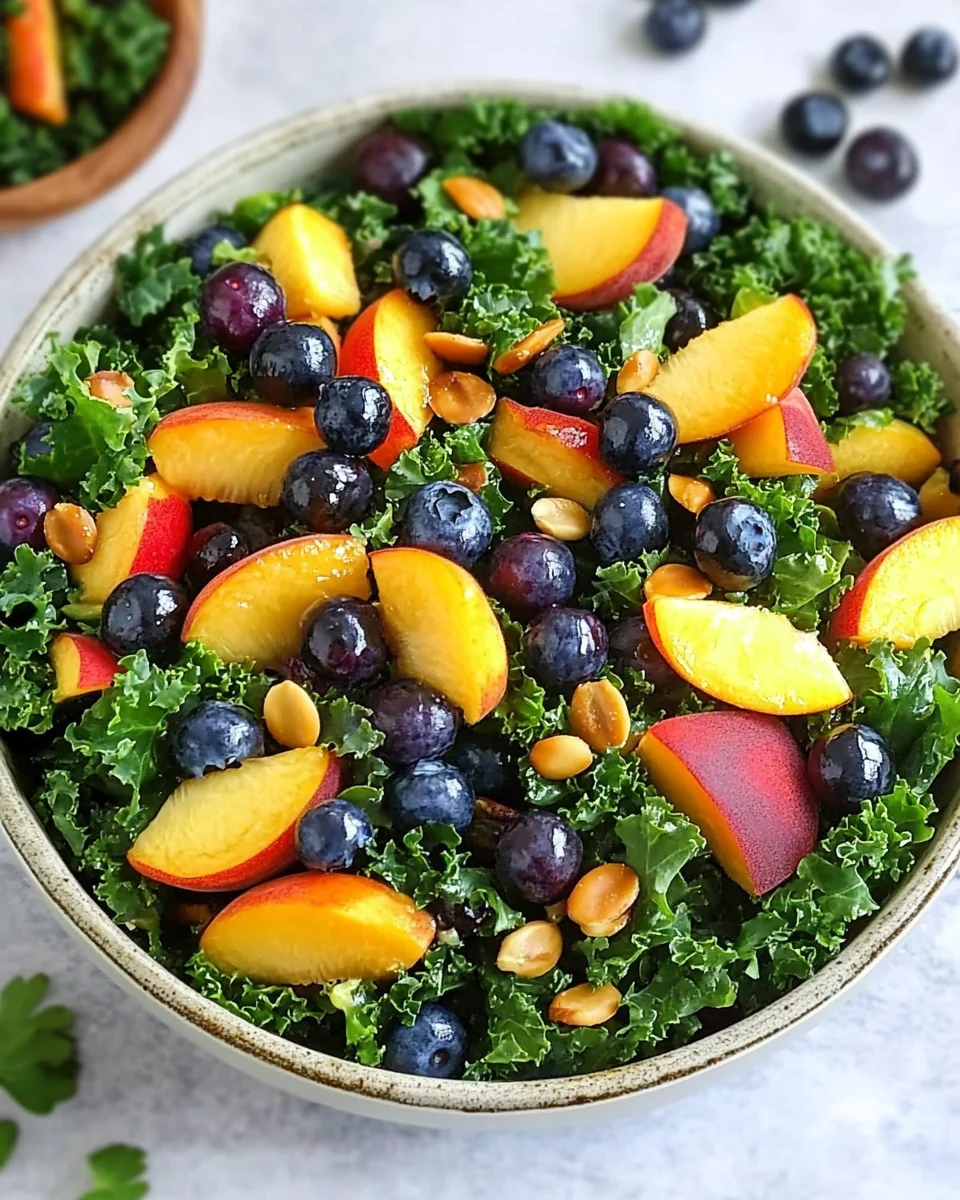Summer Peach Blueberry Kale Salad