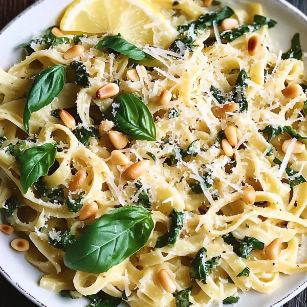 Basil Pasta with Lemon Garlic Butter Sauce
