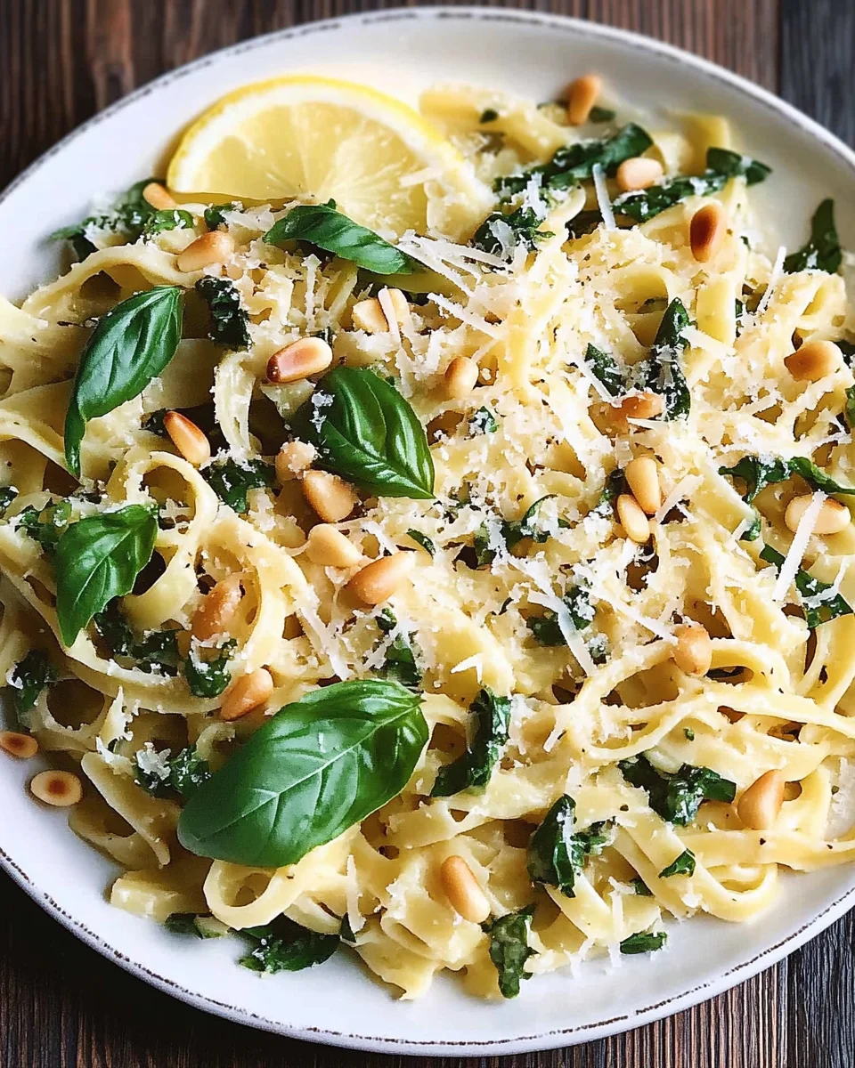 Basil Pasta with Lemon Garlic Butter Sauce