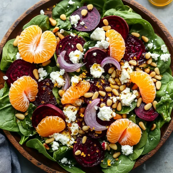 Beet Salad with Spinach and Honey-Mustard Lemon Dressing