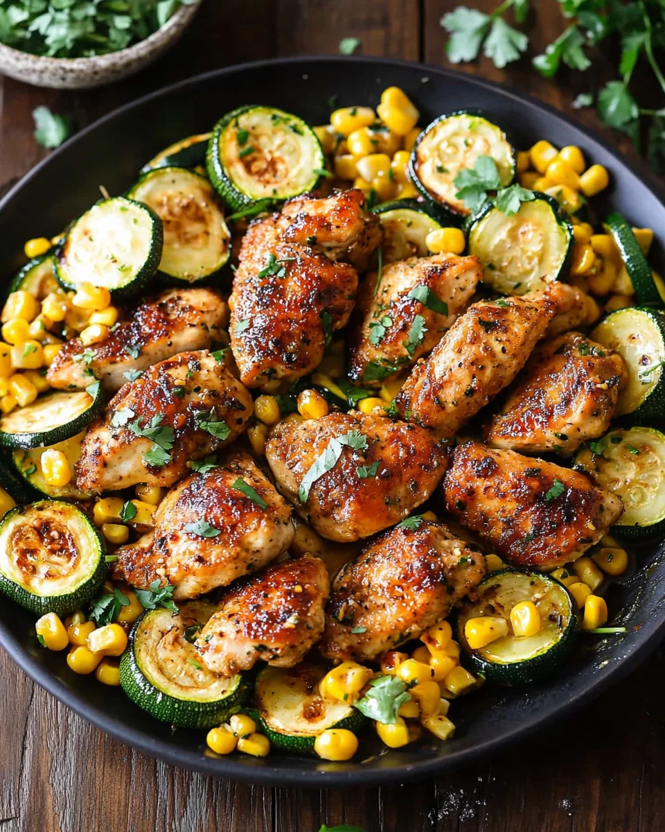 Garlic Butter Chicken with Zucchini and Corn - One-Pan, 30-Minute Meal