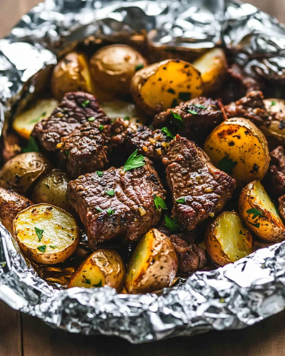 Garlic Butter Steak and Potato Foil Packets