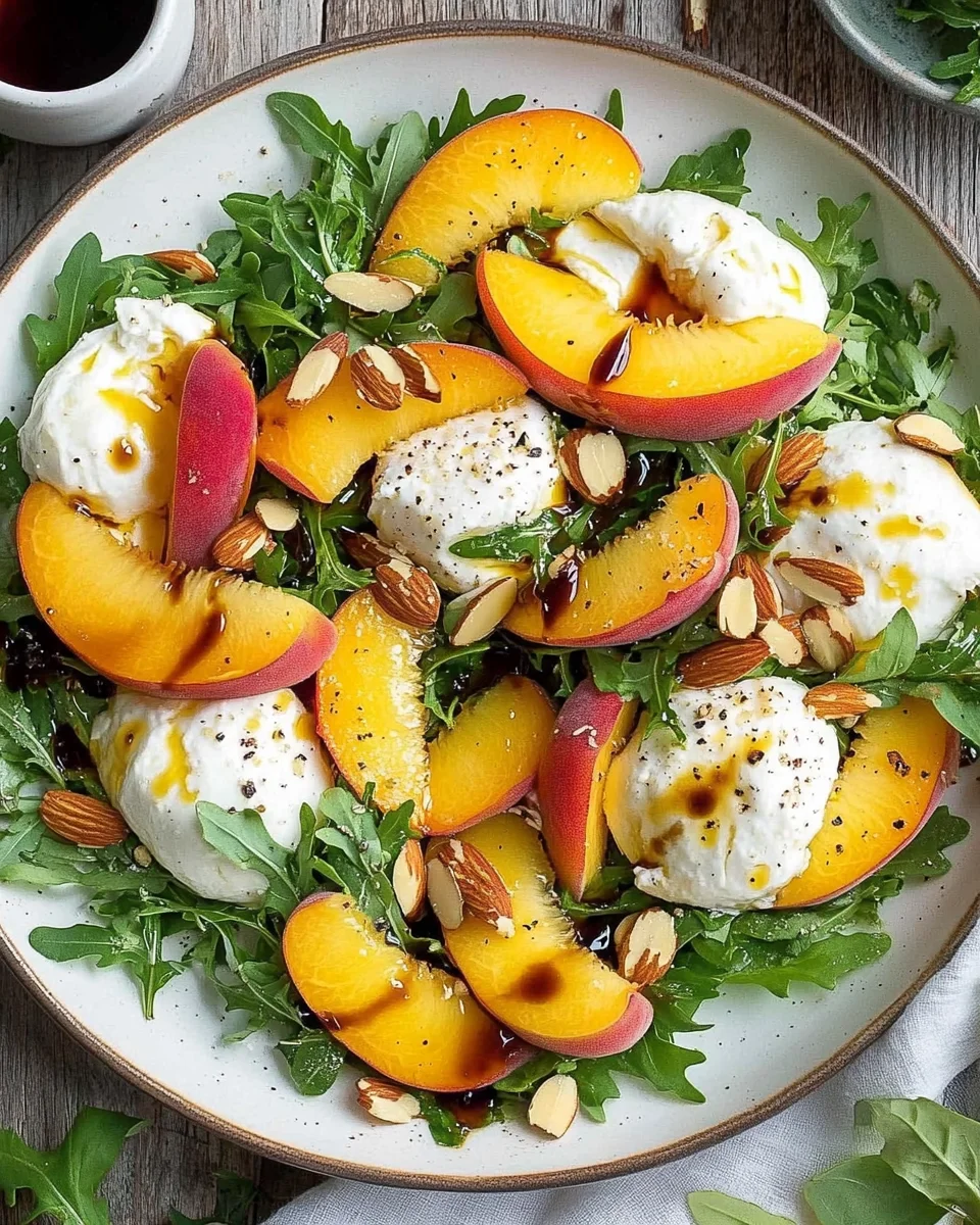 Peach Burrata Salad with Balsamic Drizzle