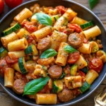 Rigatoni with Sausage, Tomatoes, and Zucchini