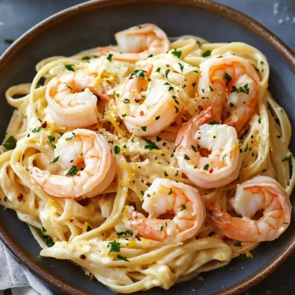 Shrimp Scampi Garlic Cream Pasta