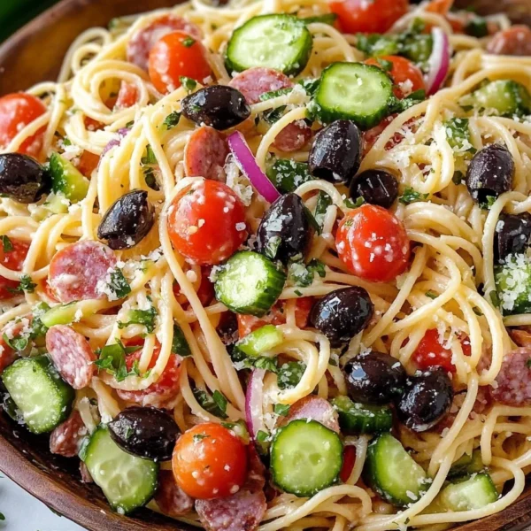 Spaghetti Pasta Salad with Italian Dressing