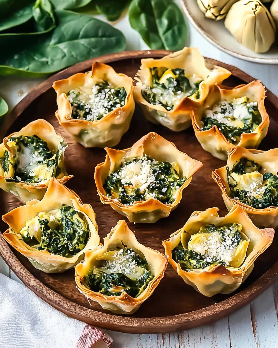 Spinach and Artichoke Wonton Cups Recipe