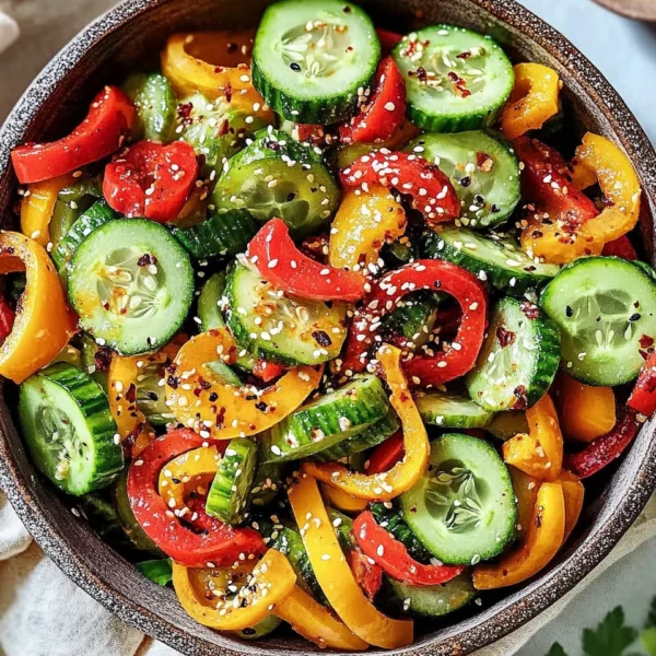 Viral TikTok Cucumber & Bell Pepper Salad