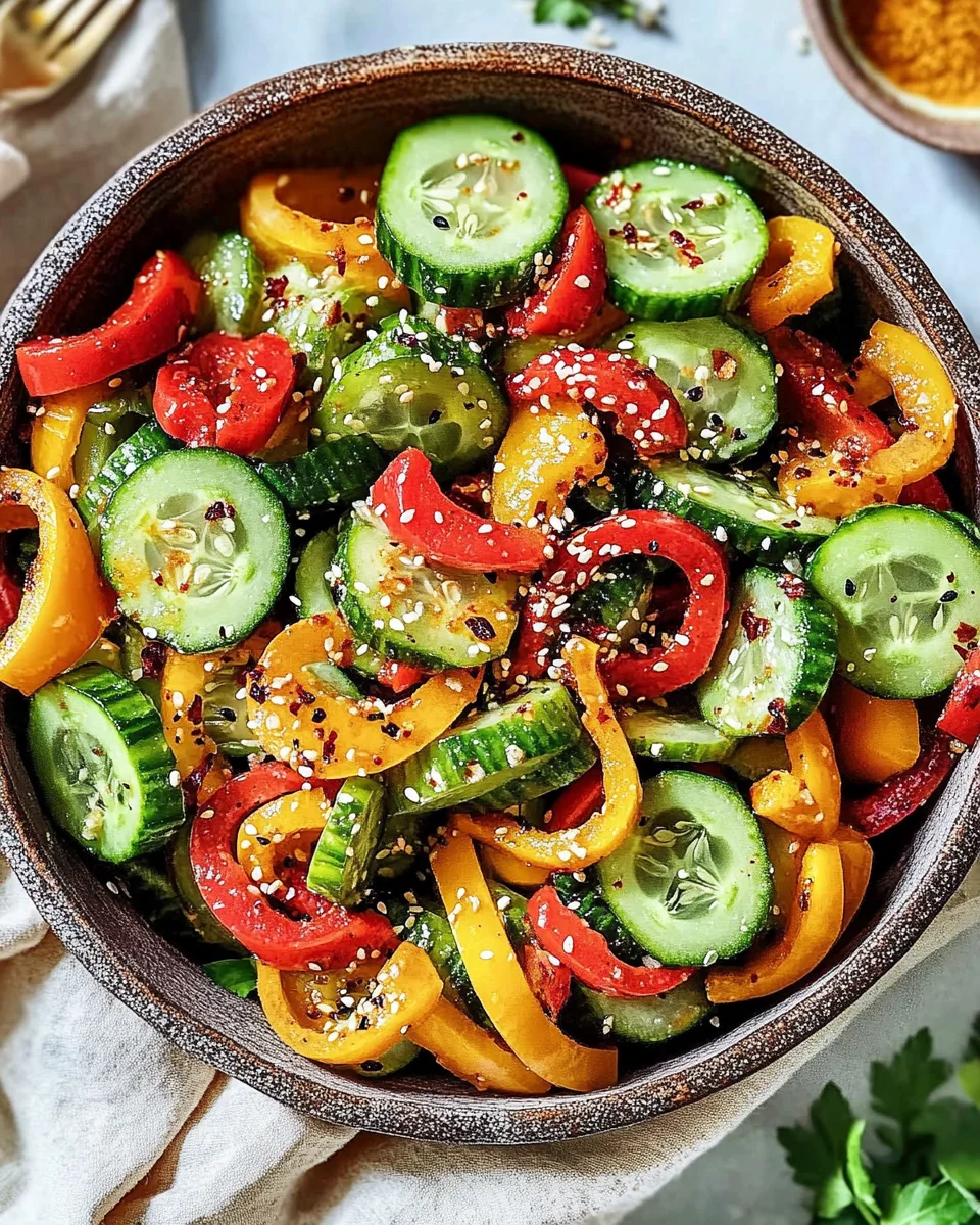 Viral TikTok Cucumber & Bell Pepper Salad