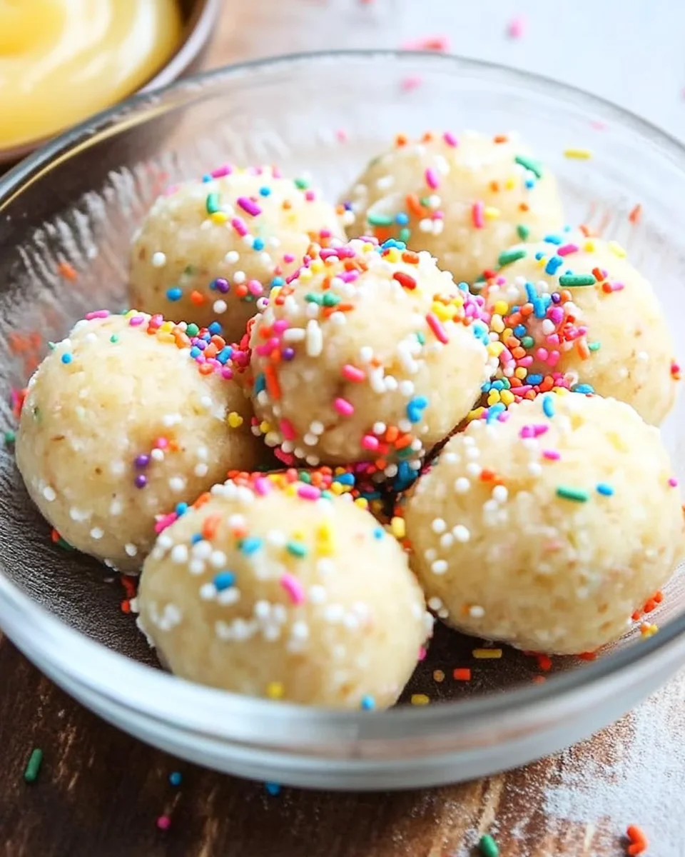 Applesauce Birthday Cake Protein Balls