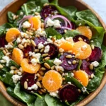 Beet Salad with Spinach and Honey-Mustard Lemon Dressing