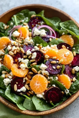 Beet Salad with Spinach and Honey-Mustard Lemon Dressing
