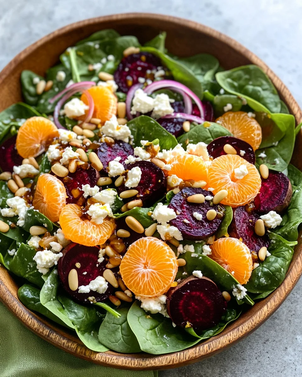 Beet Salad with Spinach and Honey-Mustard Lemon Dressing