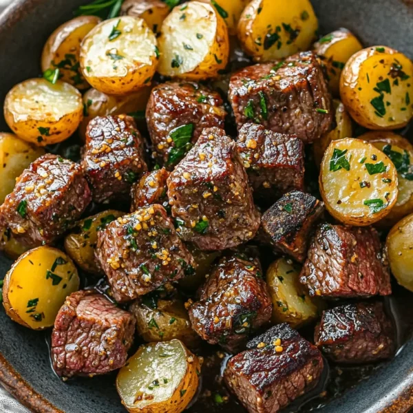 Garlic Steak Bites and Potatoes