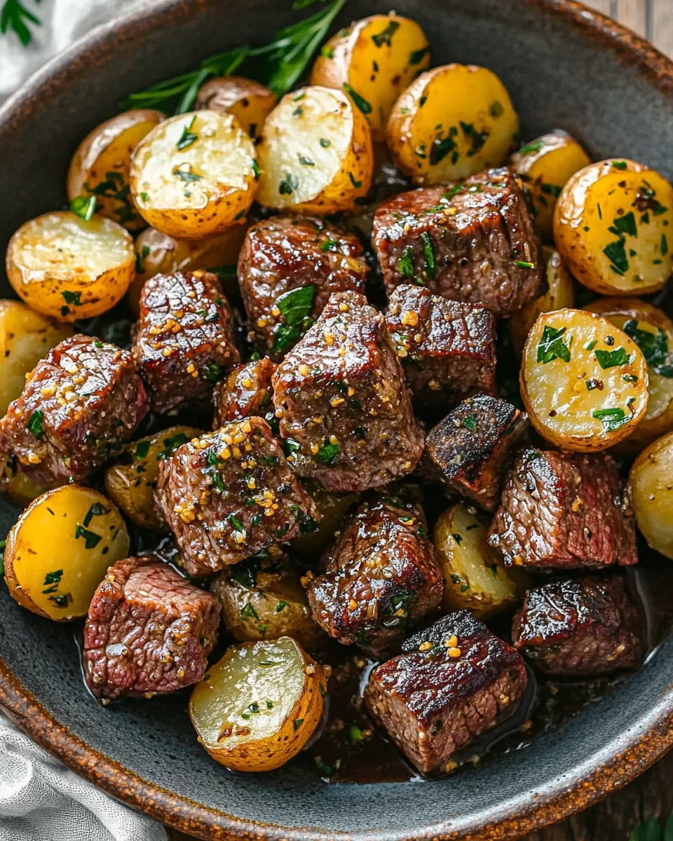 Garlic Steak Bites and Potatoes