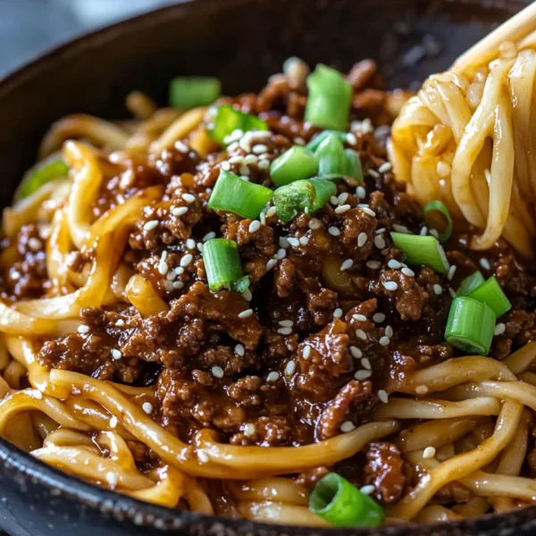 Ground Beef Mongolian Noodles