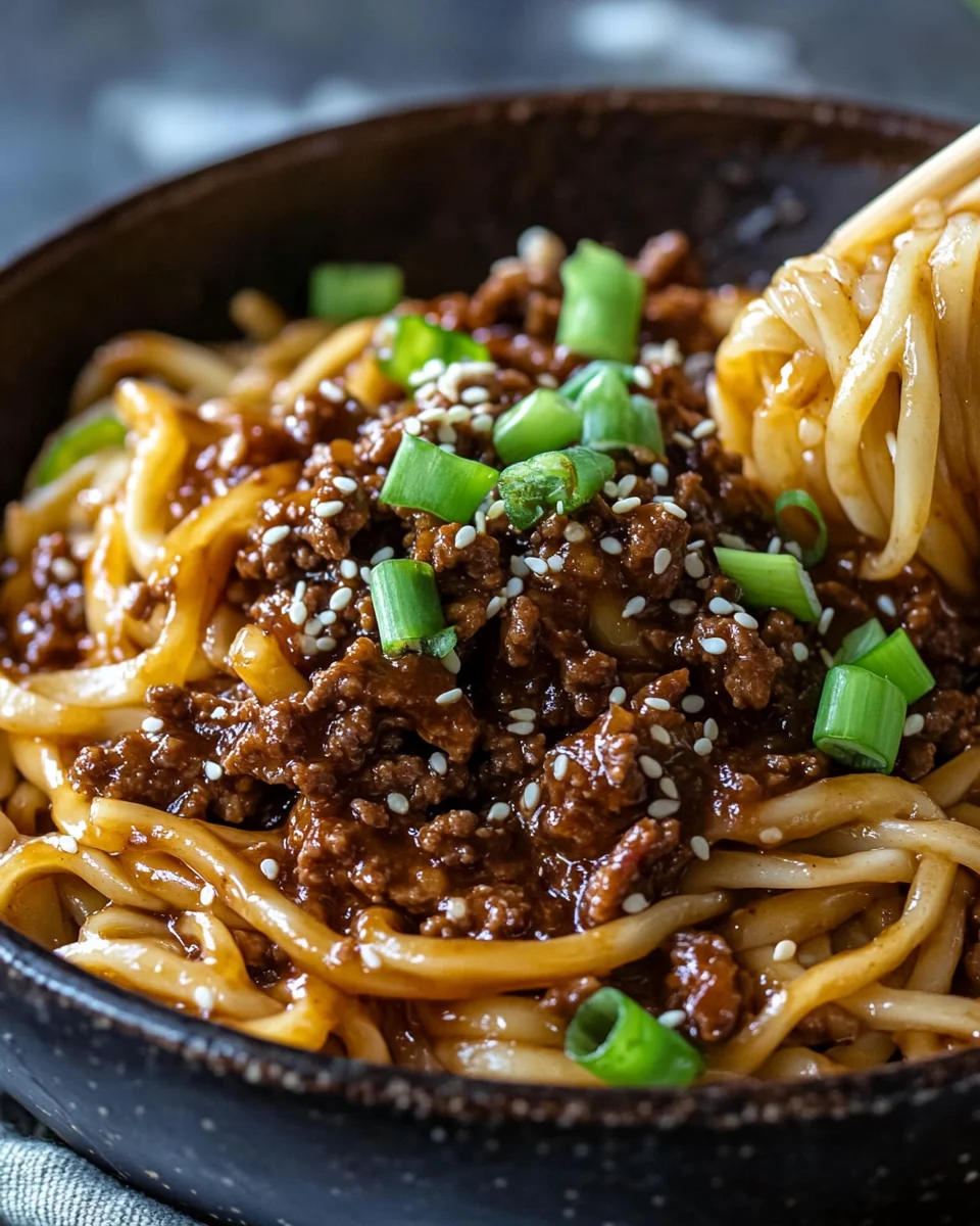 Ground Beef Mongolian Noodles